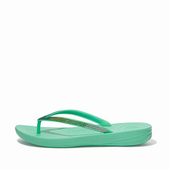 FitFlop Dámská Sandály S Odděleným Palcem Mátově Zelená Zelene - IQUSHION Rubber CZ-701935